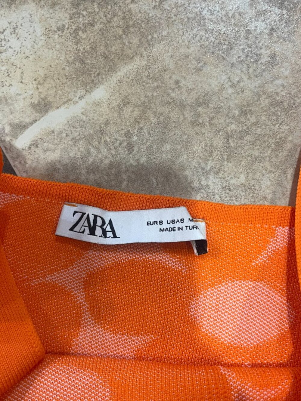 Zara Orange Floral Jacquard Knit Mini Dress M - Picture 11 of 11